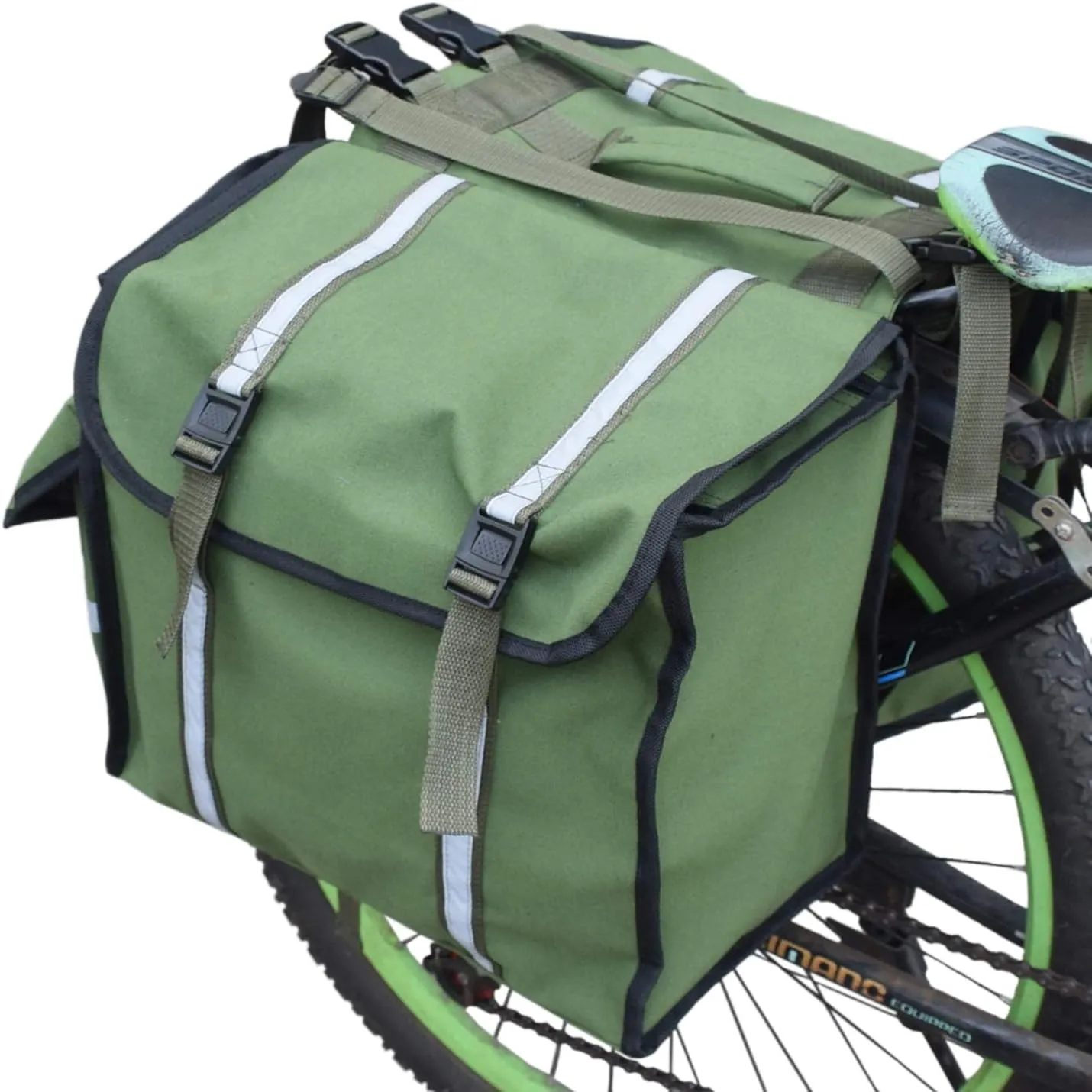 UNISTRENGH Bike Panniers Bicycle Rear Saddle Carrying Bag Outdoor Cycling Luggage Bag Motorcycle Rear Hanging Bag (Army Green)