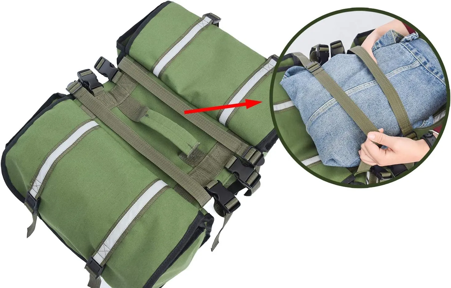 UNISTRENGH Bike Panniers Bicycle Rear Saddle Carrying Bag Outdoor Cycling Luggage Bag Motorcycle Rear Hanging Bag (Army Green)