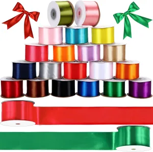 Unittype 20 Rolls Rainbow Satin Ribbon 200 Yd Long Solid Fabric Ribbons 20 Colors Satin Ribbons for Gift Wrapping Bows Crafts DIY Bouquet Wedding Shower Decor (1.6 Inch Wide)
