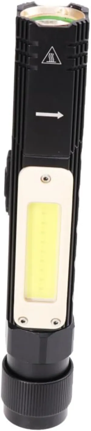 USB Rechargeable Rotary Clip Handheld Torch with Cob Light and Emergency Situations