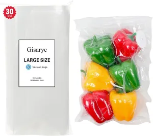 Vacuum Sealer Bags, Reusable Dual Zipper Air Valve Bags for Food Storage and Sous Vide Cooking, Works with Most Handheld Vacuum Sealers, Large Size（30L Pcs）