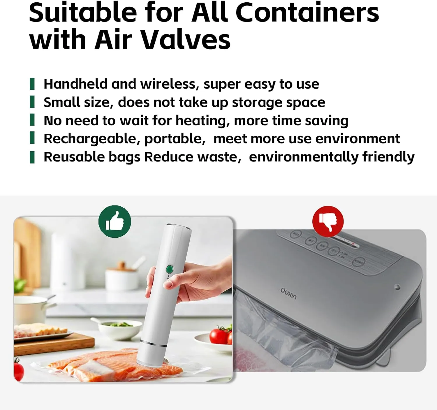 Vacuum Sealer for Food, Handheld Compact Vacuum Sealer Machine, Equipped With 30 Vacuum Sealed Storage Bags