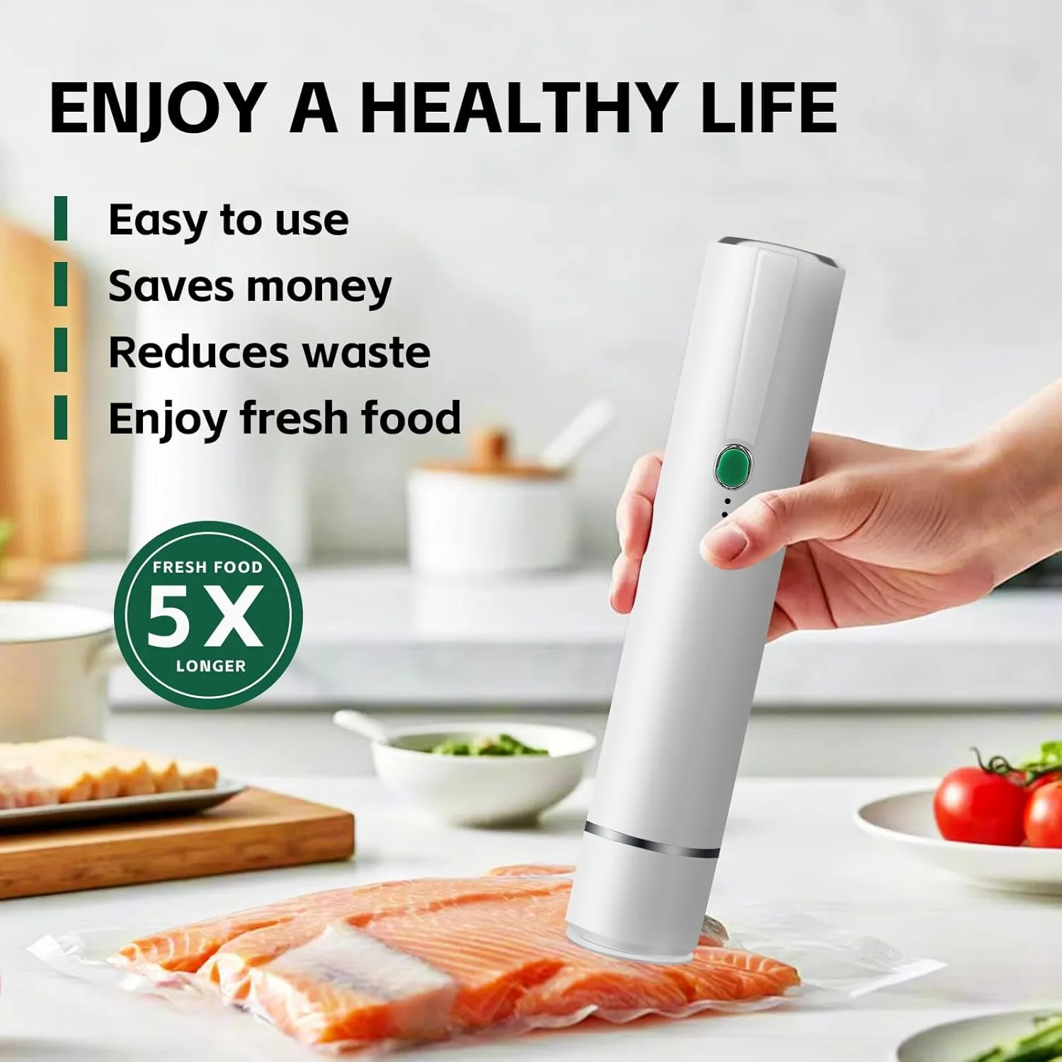 Vacuum Sealer for Food, Handheld Compact Vacuum Sealer Machine, Equipped With 30 Vacuum Sealed Storage Bags