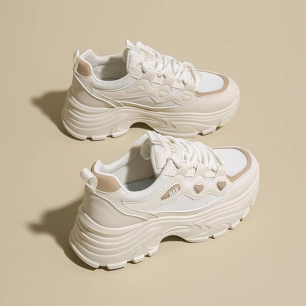 VAXAV Women's Stylish Chunky Shoes Breathable Mesh Platform Sneakers Casual Jogging Walking Shoes 5.5-8.5
