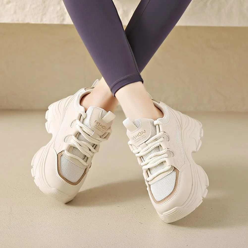 VAXAV Women's Stylish Chunky Shoes Breathable Mesh Platform Sneakers Casual Jogging Walking Shoes 5.5-8.5