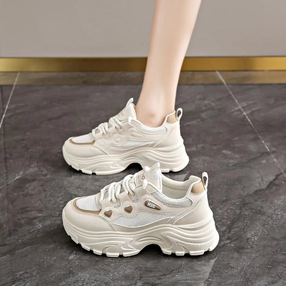 VAXAV Women's Stylish Chunky Shoes Breathable Mesh Platform Sneakers Casual Jogging Walking Shoes 5.5-8.5