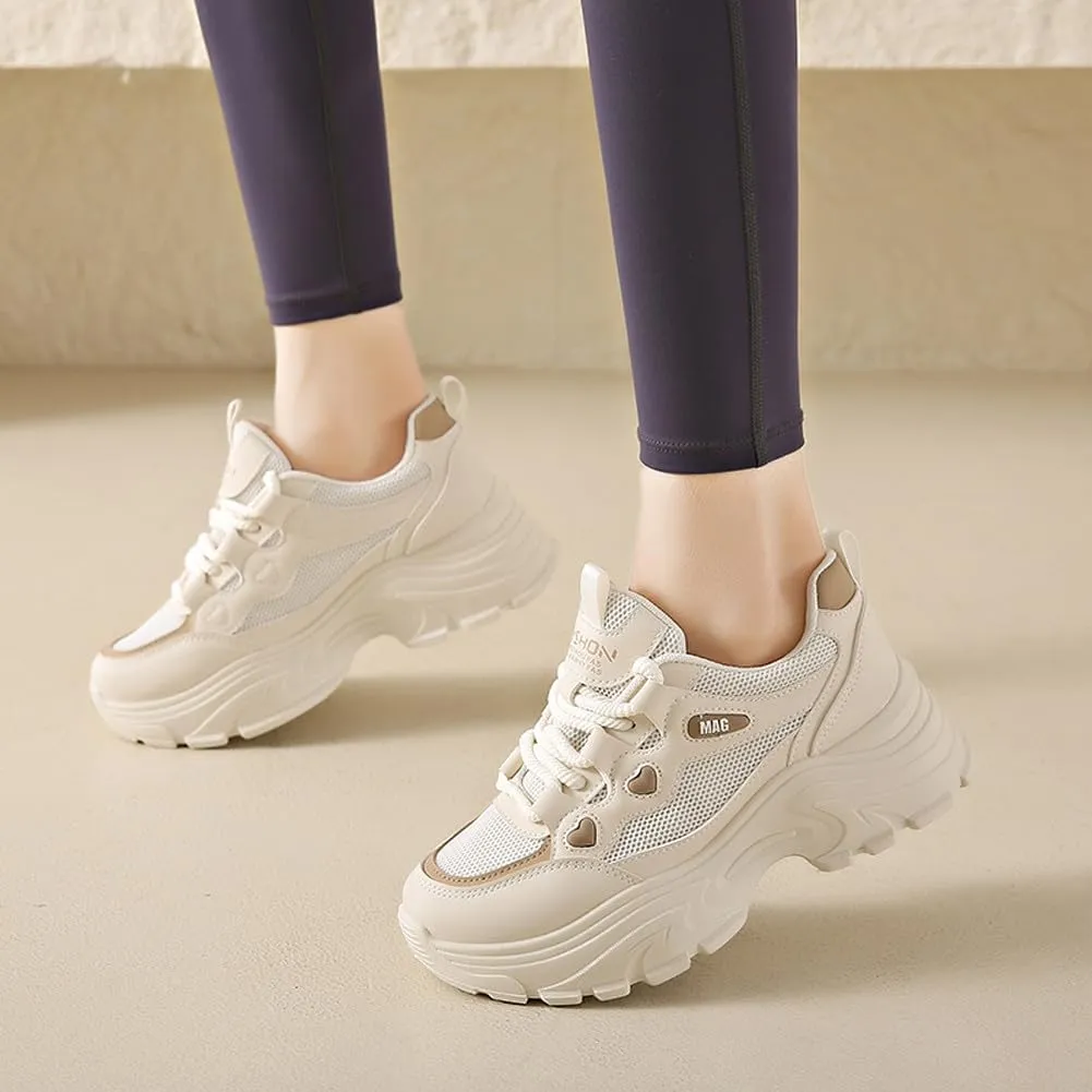 VAXAV Women's Stylish Chunky Shoes Breathable Mesh Platform Sneakers Casual Jogging Walking Shoes 5.5-8.5