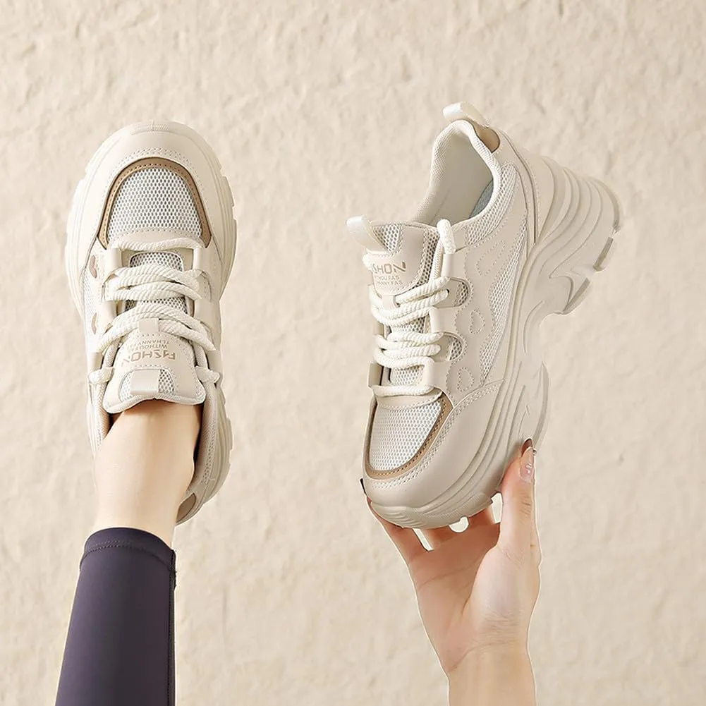 VAXAV Women's Stylish Chunky Shoes Breathable Mesh Platform Sneakers Casual Jogging Walking Shoes 5.5-8.5
