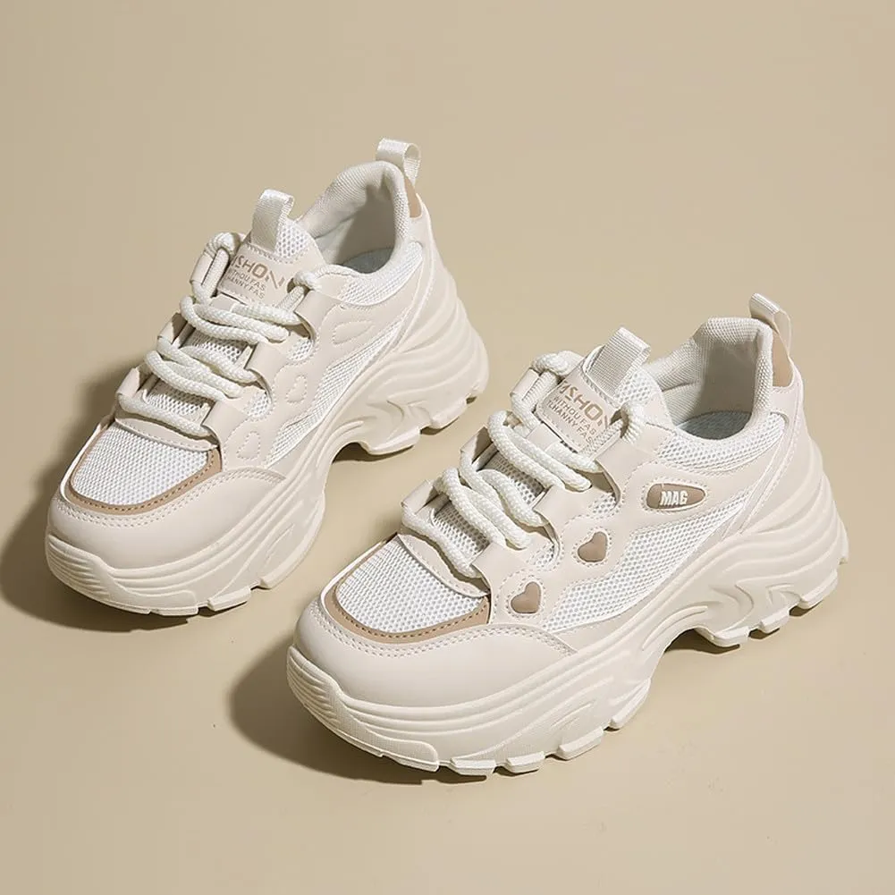 VAXAV Women's Stylish Chunky Shoes Breathable Mesh Platform Sneakers Casual Jogging Walking Shoes 5.5-8.5