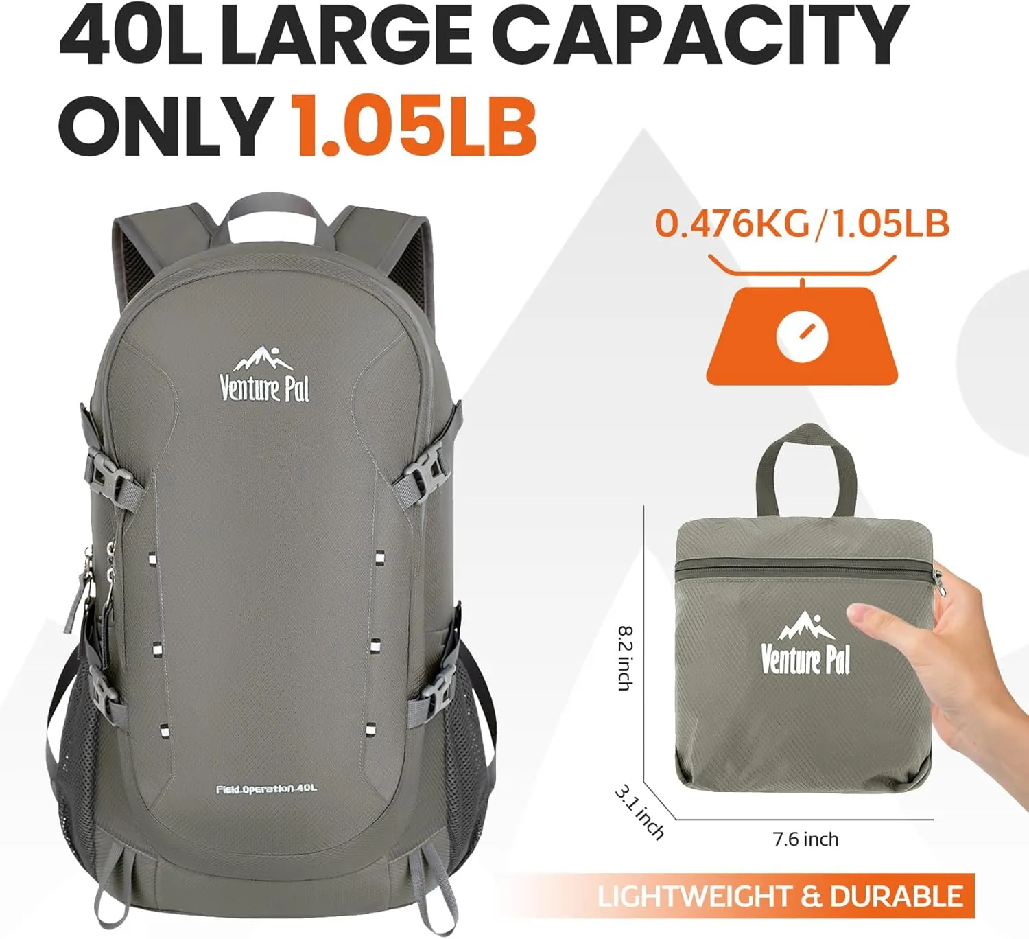 Venture Pal 40L Lightweight Packable Travel Hiking Backpack Daypack