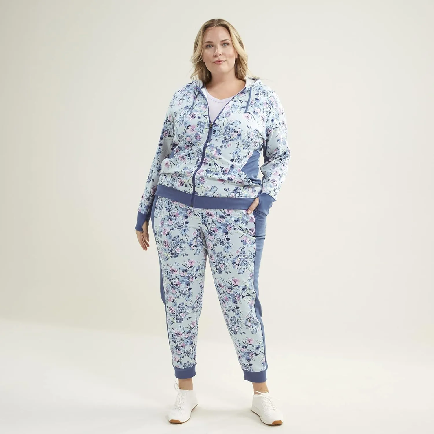 Vera Bradley Women's Active French Terry Color-Blocked Full-Zip Hoodie with Pockets (Extended Size Range)