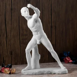 Veronese Design 11 Inch Borghese Gladiator Resin Sculpture Classic Marble White Finish