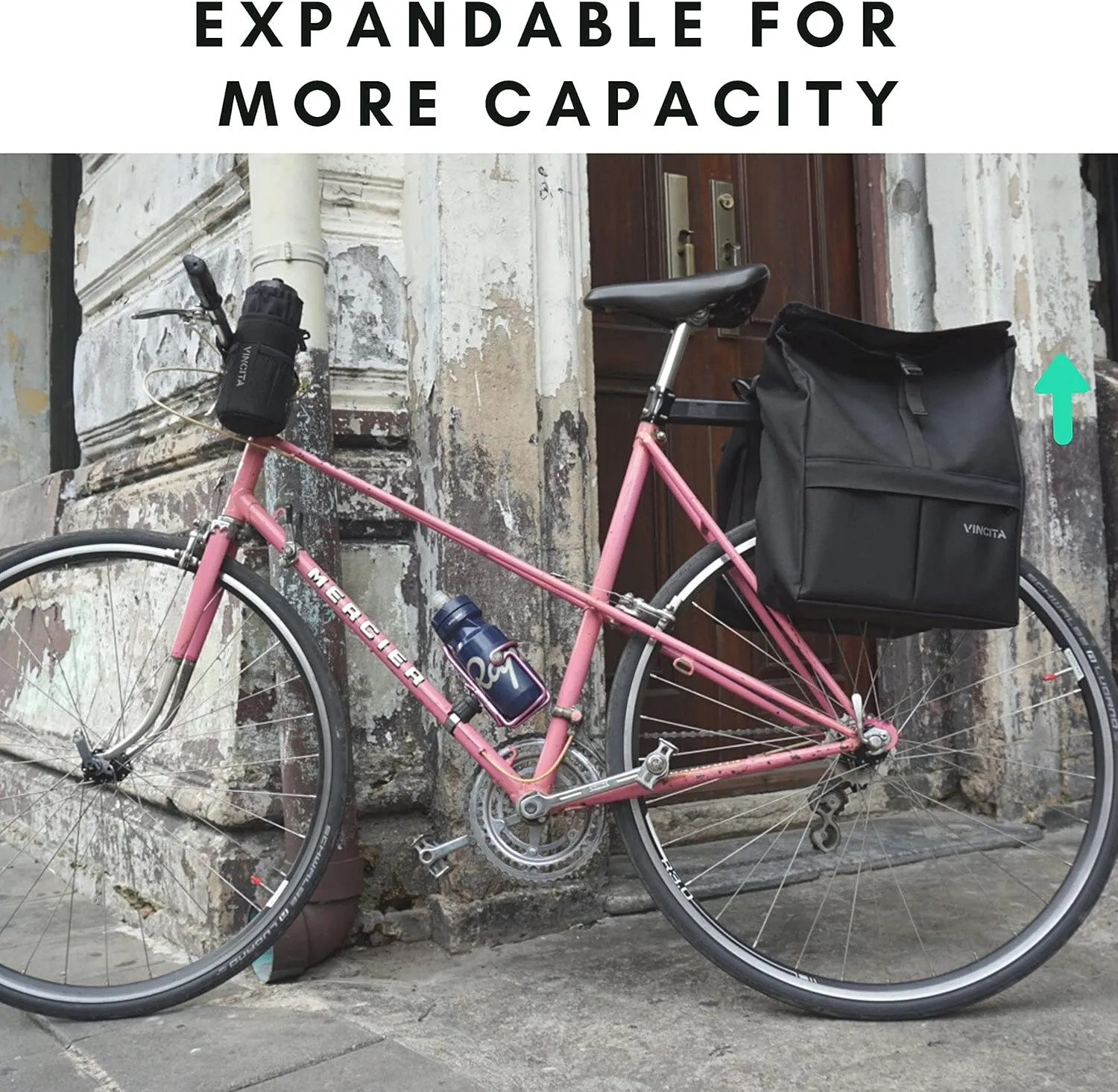 Vincita New Top Load Double Pannier Water Resistant Cycling Side Bags - with Rain Cover, Large, Carrying Handle, Reflective Spots - Bike Rack Carrier Saddle Bag - Bicycle Accessories (2 Tone Grey)