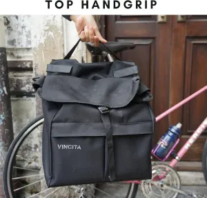 Vincita New Top Load Double Pannier Water Resistant Cycling Side Bags - with Rain Cover, Large, Carrying Handle, Reflective Spots - Bike Rack Carrier Saddle Bag - Bicycle Accessories (2 Tone Grey)