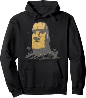 Vintage Ancient Carved Stone-Heads Statue Easter Island Moai Pullover Hoodie