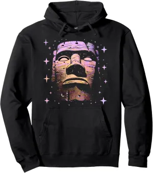 Vintage Mysterious Carved Stone Head Easter-Island Pink Moai Pullover Hoodie