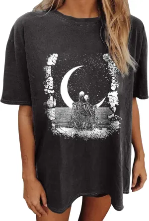Vintage Shirts for Women Cute Graphic Tee Spring Short Sleeve Tops Oversized Tshirts Teen Aesthetic Clothing