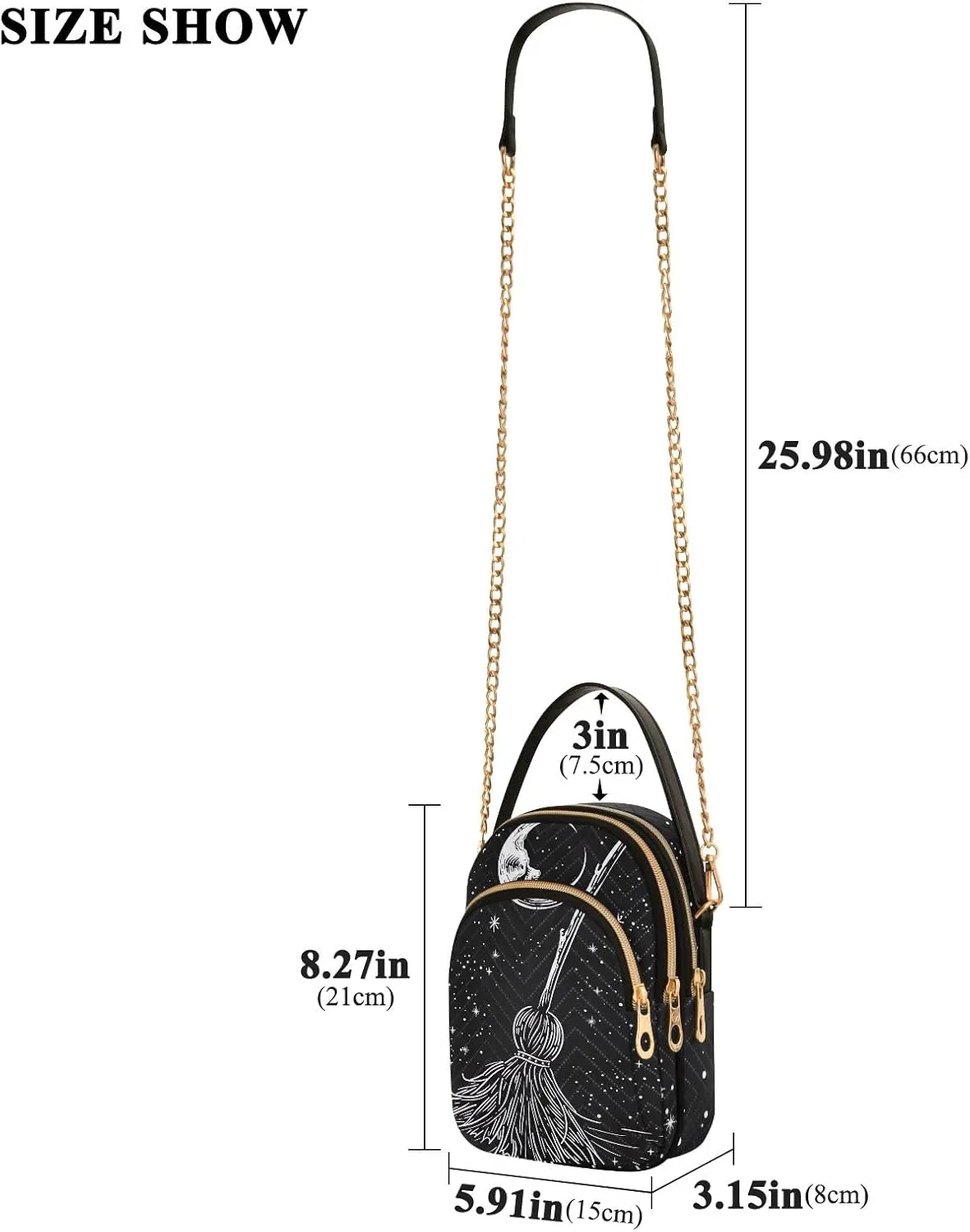 Warli Art Painting Elements Crossbody Bags Women Purse with Chain