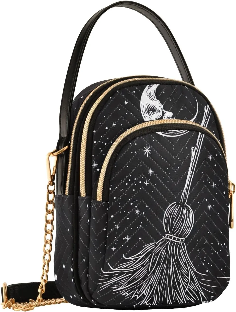 Warli Art Painting Elements Crossbody Bags Women Purse with Chain