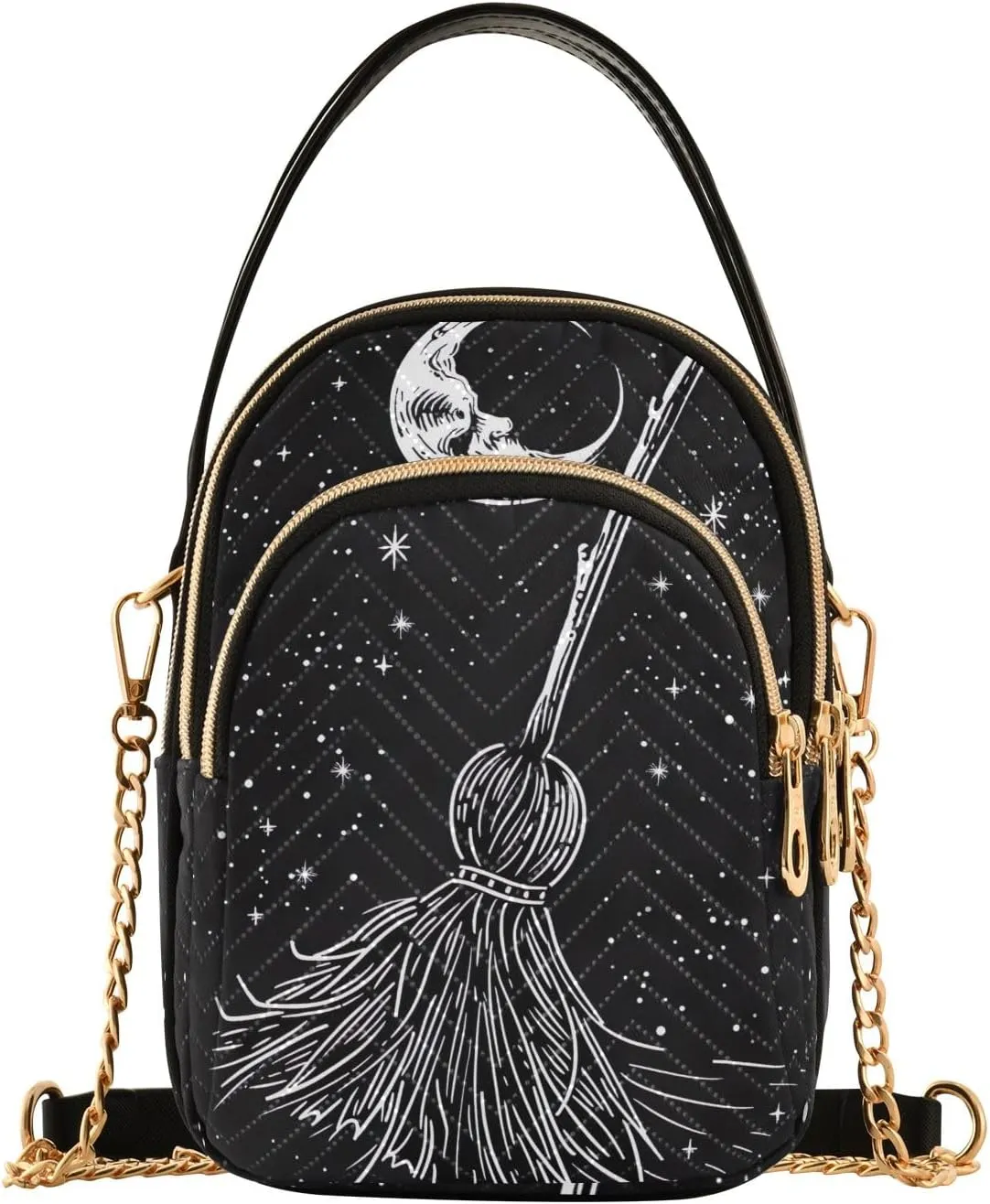 Warli Art Painting Elements Crossbody Bags Women Purse with Chain