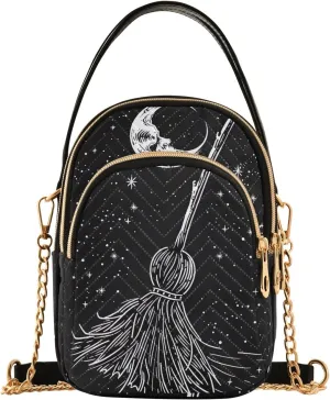 Warli Art Painting Elements Crossbody Bags Women Purse with Chain