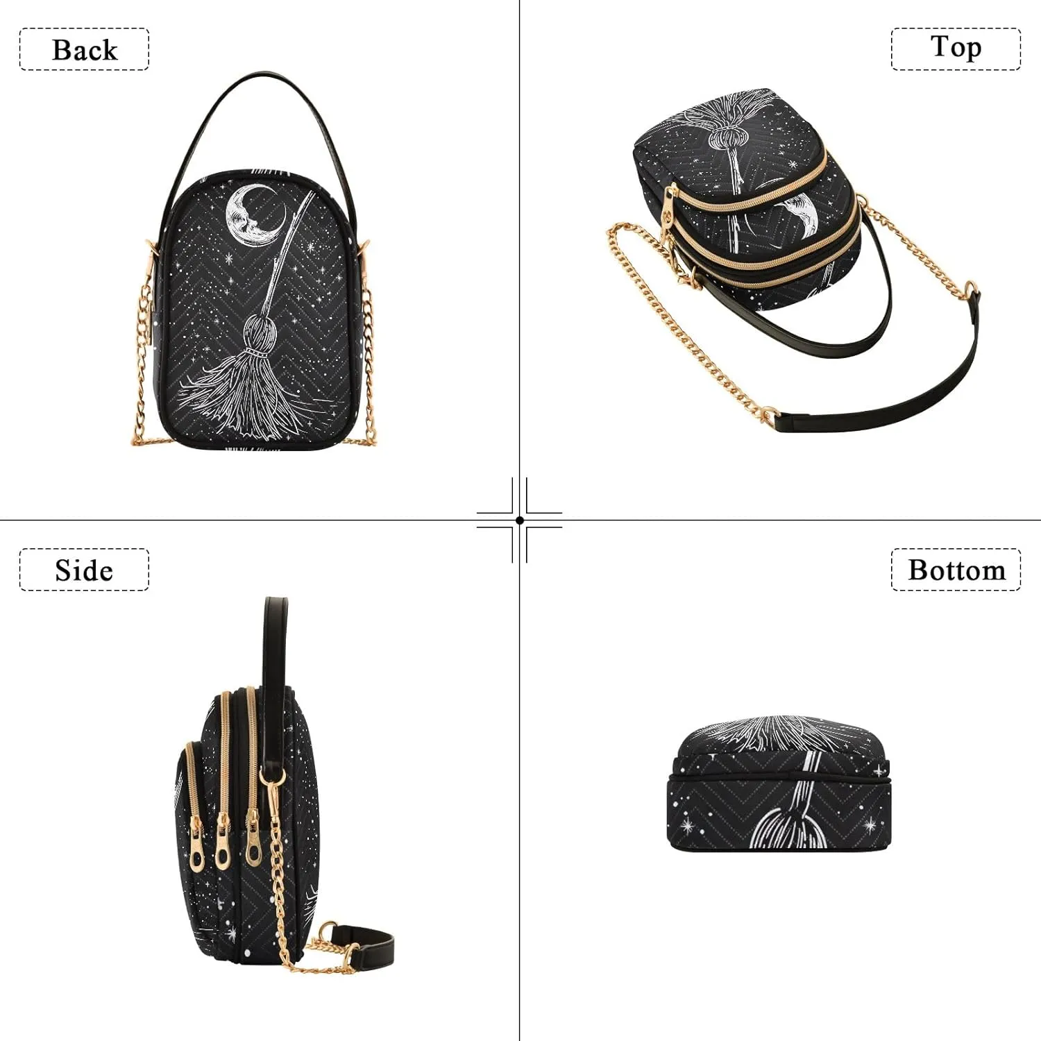 Warli Art Painting Elements Crossbody Bags Women Purse with Chain
