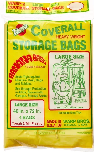 Warp Brothers Lot of 3 Model CB-40 Brend Banana Bags Storage Bags, Yellow, Yellow, 40-Inches by 72-Inches