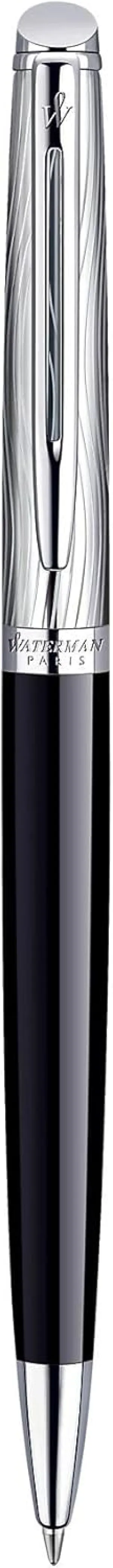 Waterman Hemisphere Deluxe Chrome Trim Ball Pen, Gift Boxed - Metal and Black