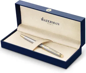 Waterman Hémisphère Ballpoint Pen | Stainless Steel with Gold Trim | Medium Point | Blue Ink Gift Box