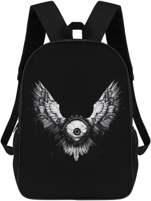 Weirdcore Halloween Eyeball Wings 17 Inch Backpack Travel Laptop Backpack Business Computer Backpack with Adjustable Straps