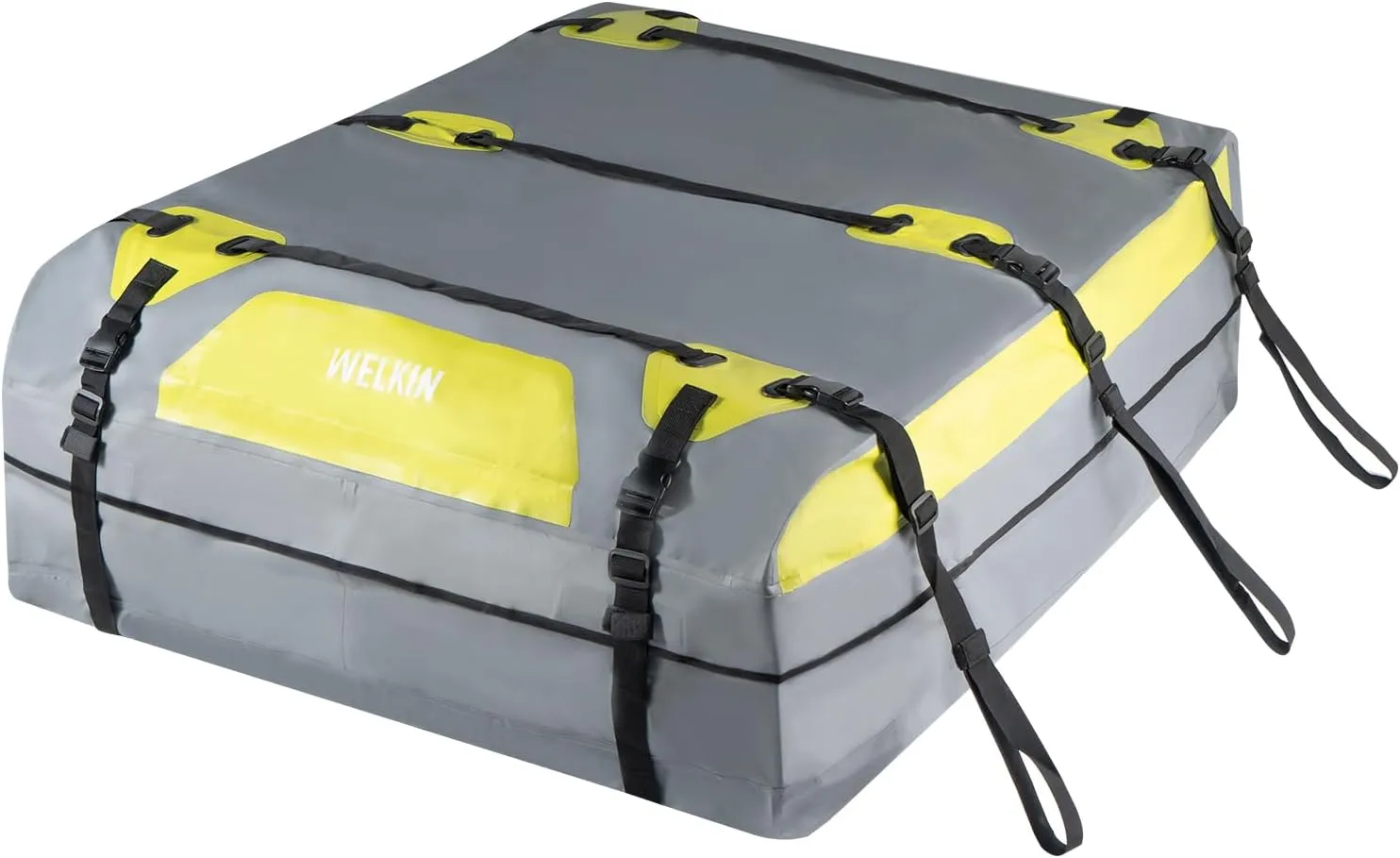 WELKIN Heavy Duty Rooftop Cargo Carrier Bag - 21 Cubic Waterproof Car Roof Bag for All Vehicles with/Without Rack - Includes Anti-Slip Mat, 8 Door Hooks, TSA Lock & Storage Bag - Reinforced Straps