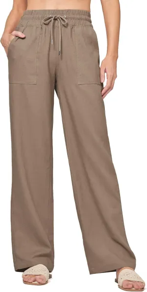 Willit Women Linen Pants Wide Leg Casual Palazzo Pants Cotton Linen Lounge Beach Summer Pants with Pockets 29"/31"/ 33"