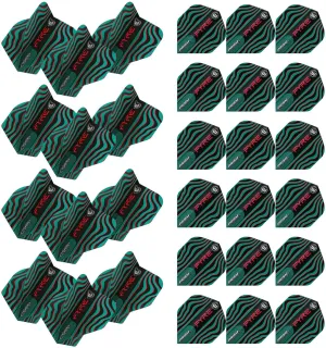 Winmau Prism Alpha Fyre Black, Turquoise and Red Dart Flights - 10 Sets per Pack (30 Dart Flights in Total)