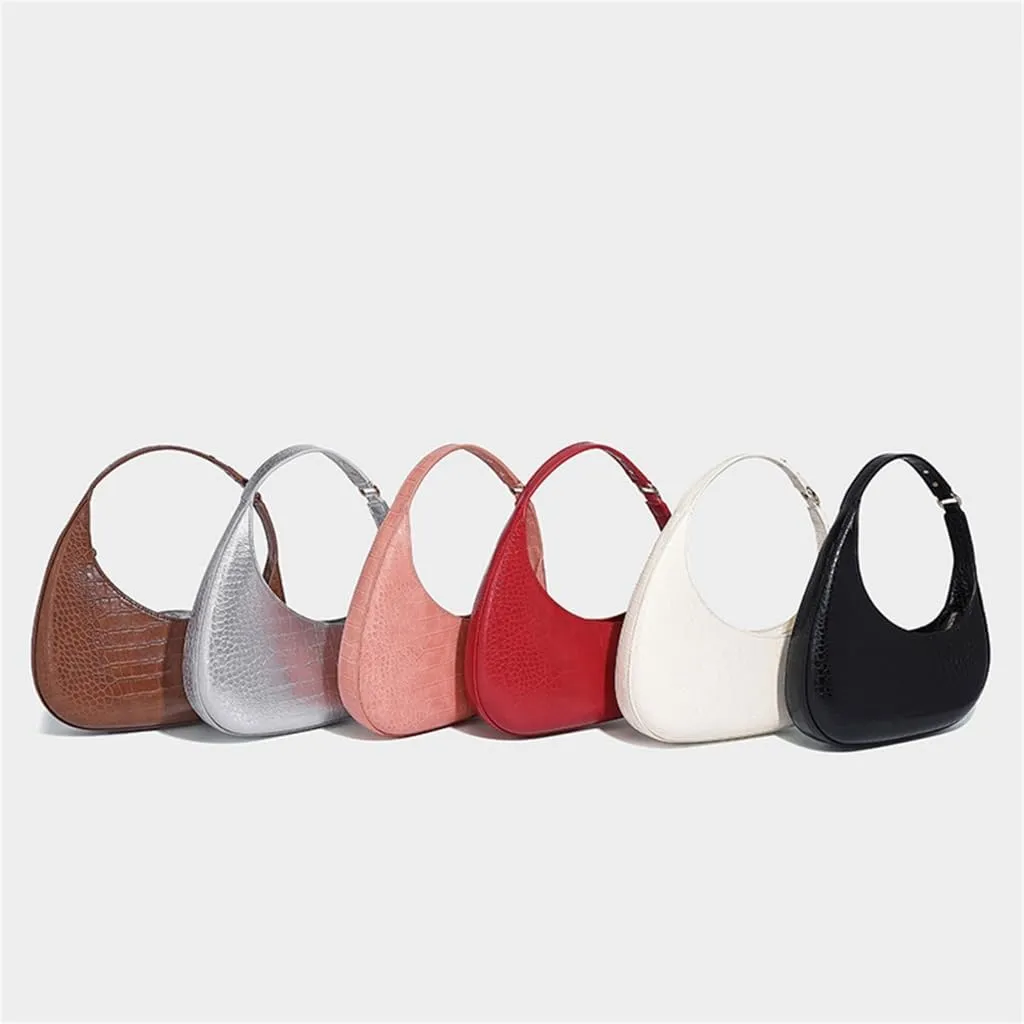 Women Armpit Bag PU Leather Shoulder Bag Half Moon Bag Trend Commuting Bag Fashion Handbag All-Matching Underarm Bag