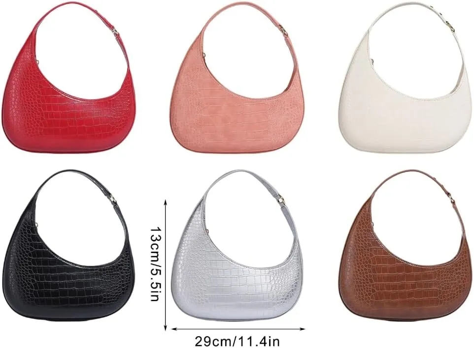 Women Armpit Bag PU Leather Shoulder Bag Half Moon Bag Trend Commuting Bag Fashion Handbag All-Matching Underarm Bag