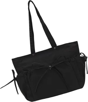 Women Bag Japanese Styles Shoulder Bag Lovely Bows Handbag Large Capacity Armpit Bag Pleated Underarm Bag for Daily