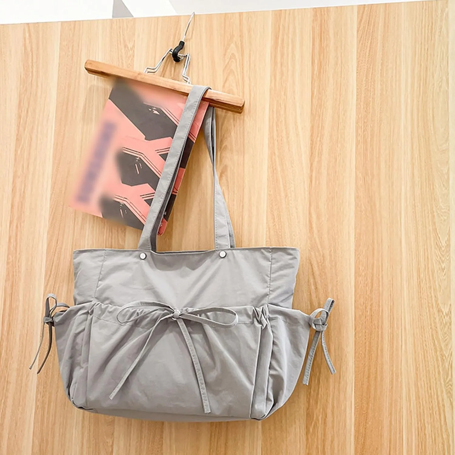 Women Bag Japanese Styles Shoulder Bag Lovely Bows Handbag Large Capacity Armpit Bag Pleated Underarm Bag for Daily