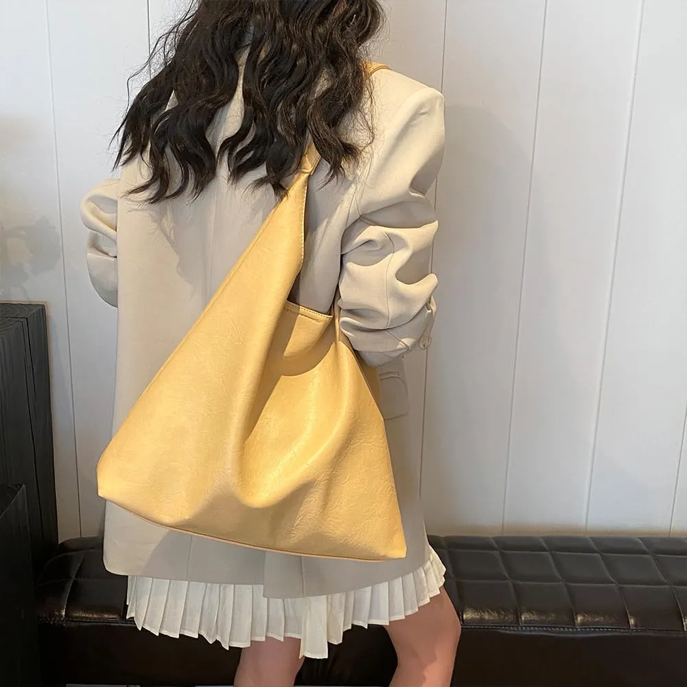 Women Fashion Shoulder Bag PU Leather Leisure Tote Handbag Large Capacity Vintage Tote Handbag Daily Bag with Purs