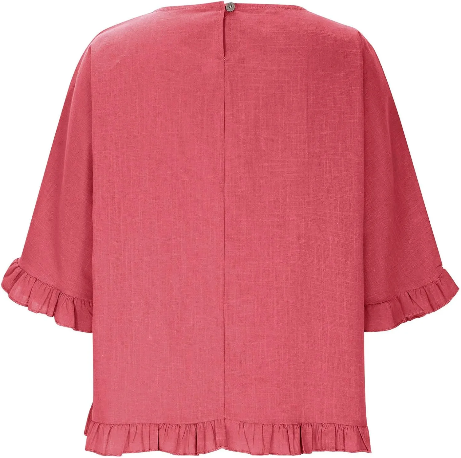 Women Linen Shirts Summer Casual Plus Size Beach Vacation Half Sleeve Gauze Tees Tops Crewneck Cotton Blouses Clothes