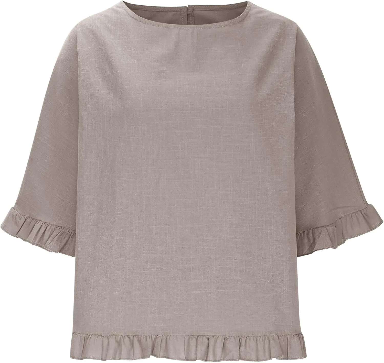 Women Linen Shirts Summer Casual Plus Size Beach Vacation Half Sleeve Gauze Tees Tops Crewneck Cotton Blouses Clothes