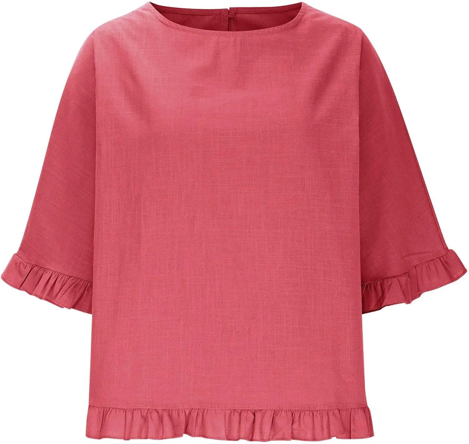 Women Linen Shirts Summer Casual Plus Size Beach Vacation Half Sleeve Gauze Tees Tops Crewneck Cotton Blouses Clothes