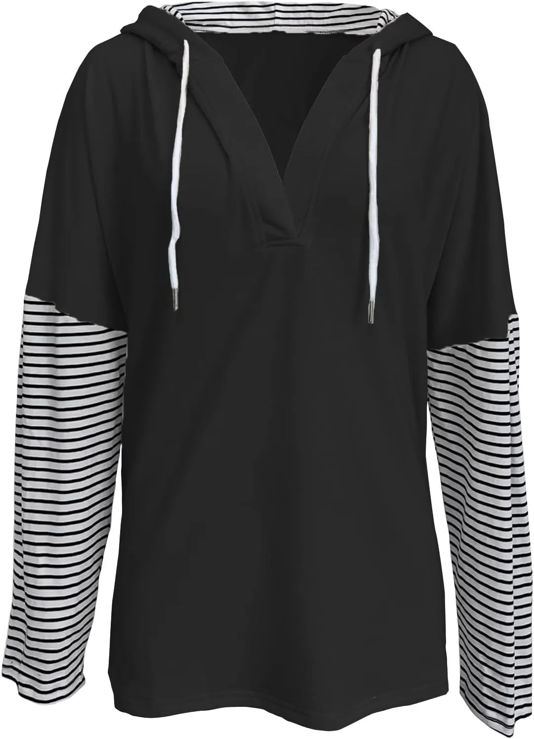 Women Oversized Sweatshirts 2024 Trendy Block Color Drawstring Pullover Hoodies Casual Fall Fashion Clothes