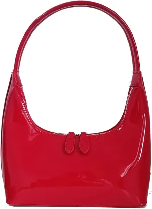 Women Red Retro Underarm Shoulder Bag Y2k Patent Leather Hobo Bag Purse