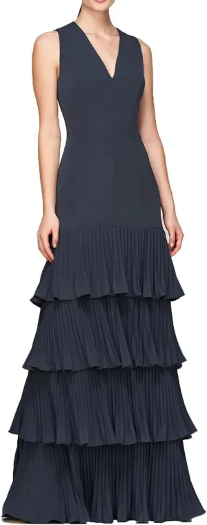 Womens Angelique Pleated Evening Dress