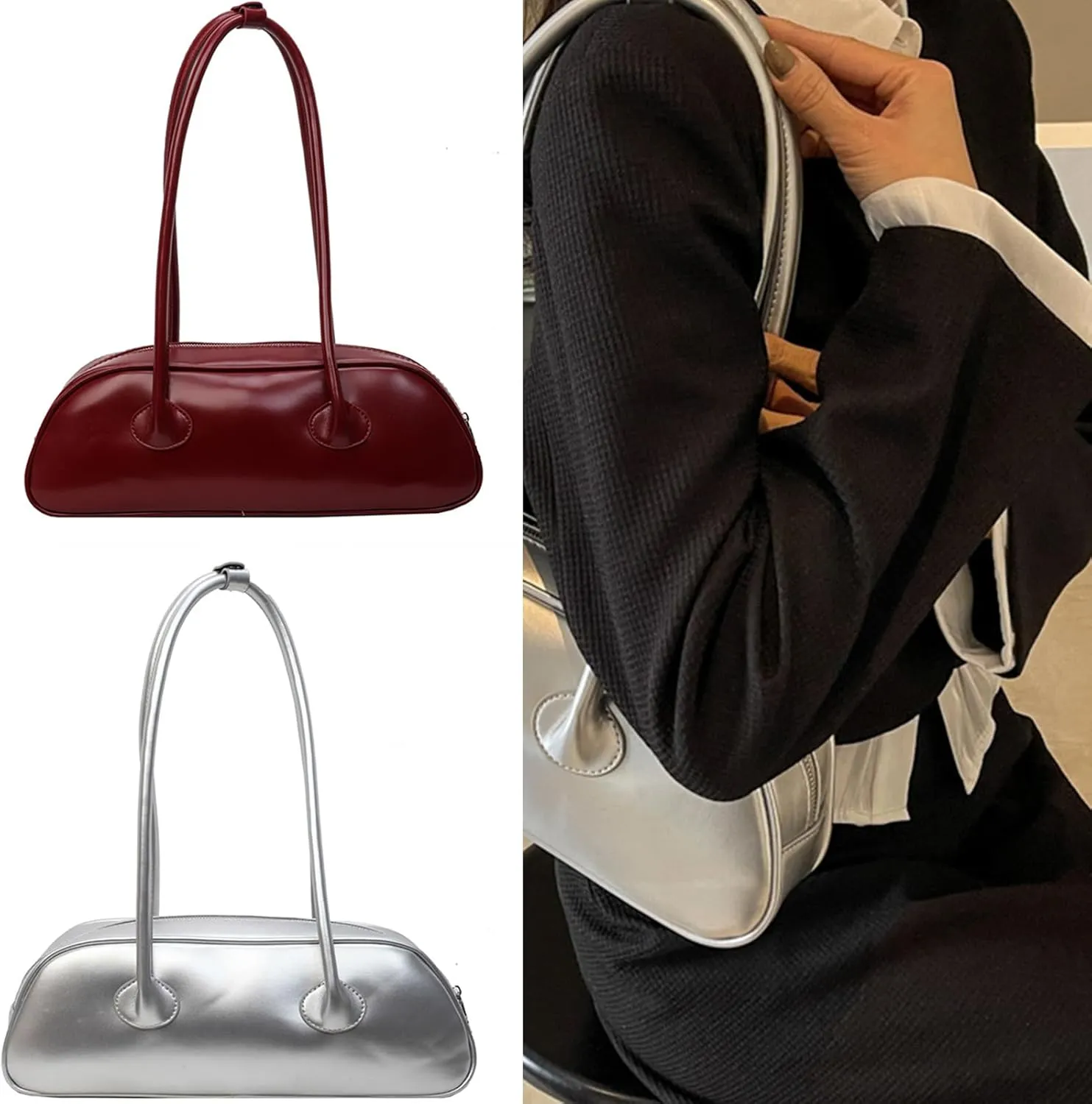 Women's Beige PU Leather Shoulder Bag, Minimalist Classic Sling Handbag, 37*13*10cm, Daily Use Convenience