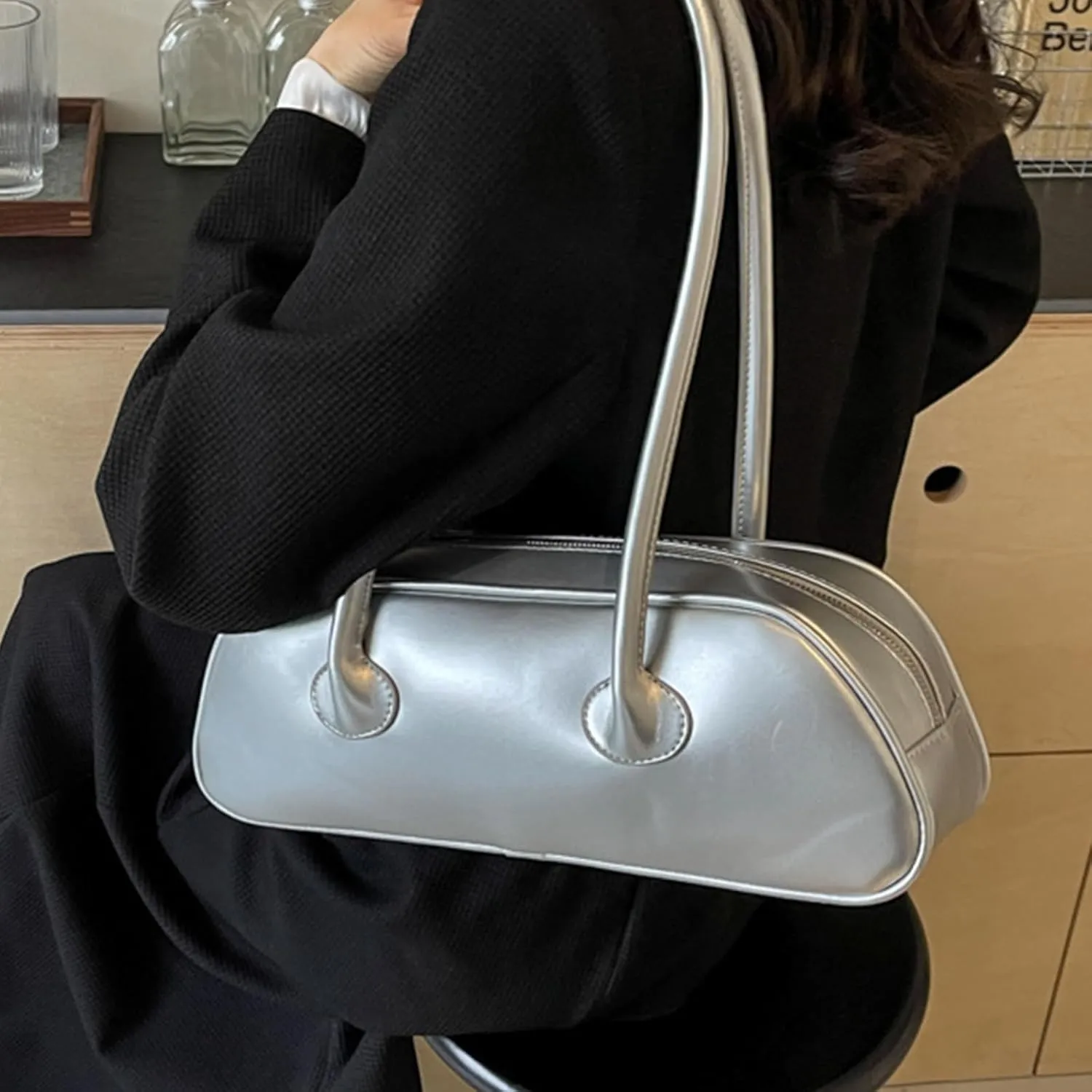 Women's Beige PU Leather Shoulder Bag, Minimalist Classic Sling Handbag, 37*13*10cm, Daily Use Convenience