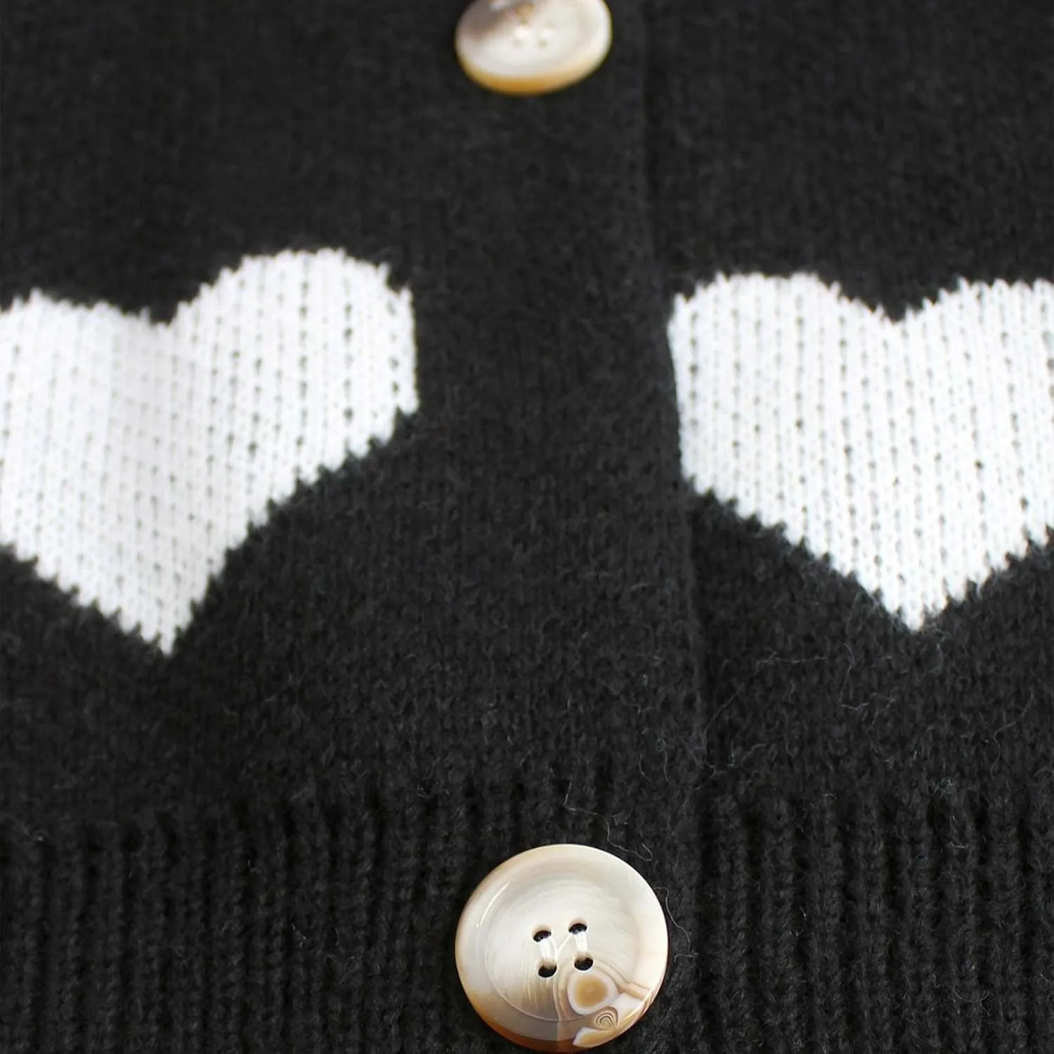 Womens Button Down Cardigan Sweater Trendy Valentines Heart Print Ribbed Knit Jumpers Solid Color V Neck Casual Coats