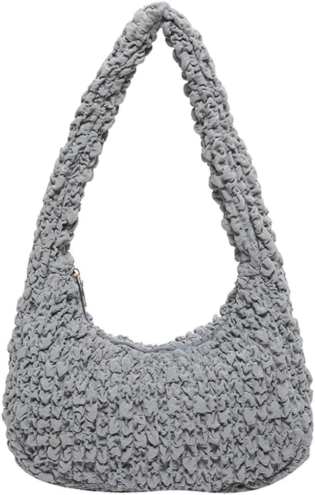 Womens Casual Cloud Shoulder Bag Large Dumpling Tote Purse Pleated Handbag Fluffy Top Handle Satchel Designed