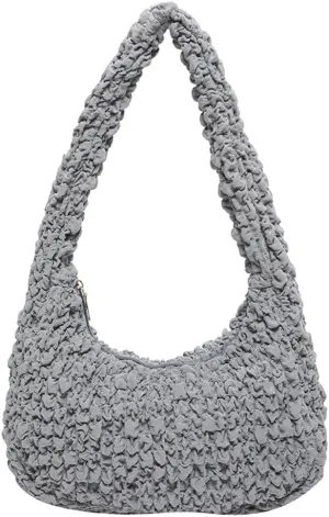 Womens Casual Cloud Shoulder Bag Large Dumpling Tote Purse Pleated Handbag Fluffy Top Handle Satchel Designed