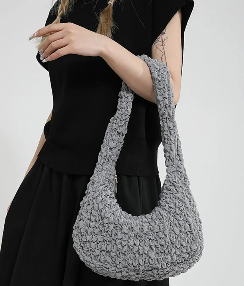 Womens Casual Cloud Shoulder Bag Large Dumpling Tote Purse Pleated Handbag Fluffy Top Handle Satchel Designed